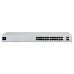 UBIQUITI Standard 24 PoE; (16) GbE PoE+, (8) GbE ports; (2) 1G SFP ports; 95W total PoE availability; Fanless, silent cooling.(USW-24-POE)